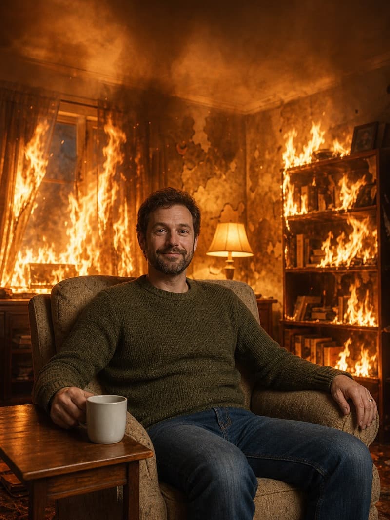 This Is Fine example greeting card
